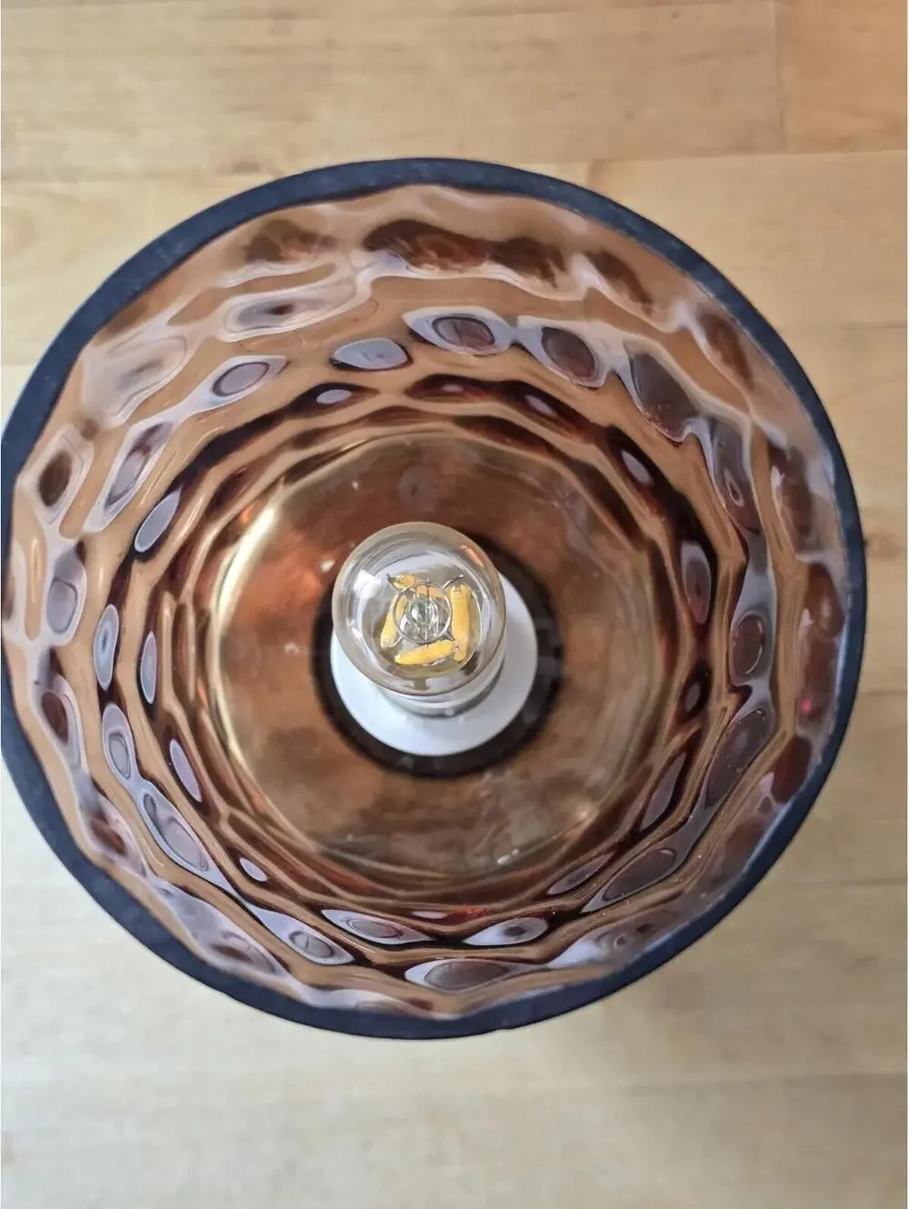 Amber Wave Cylinder Glass Touch Table Lamp Battery Operated Or Plug In